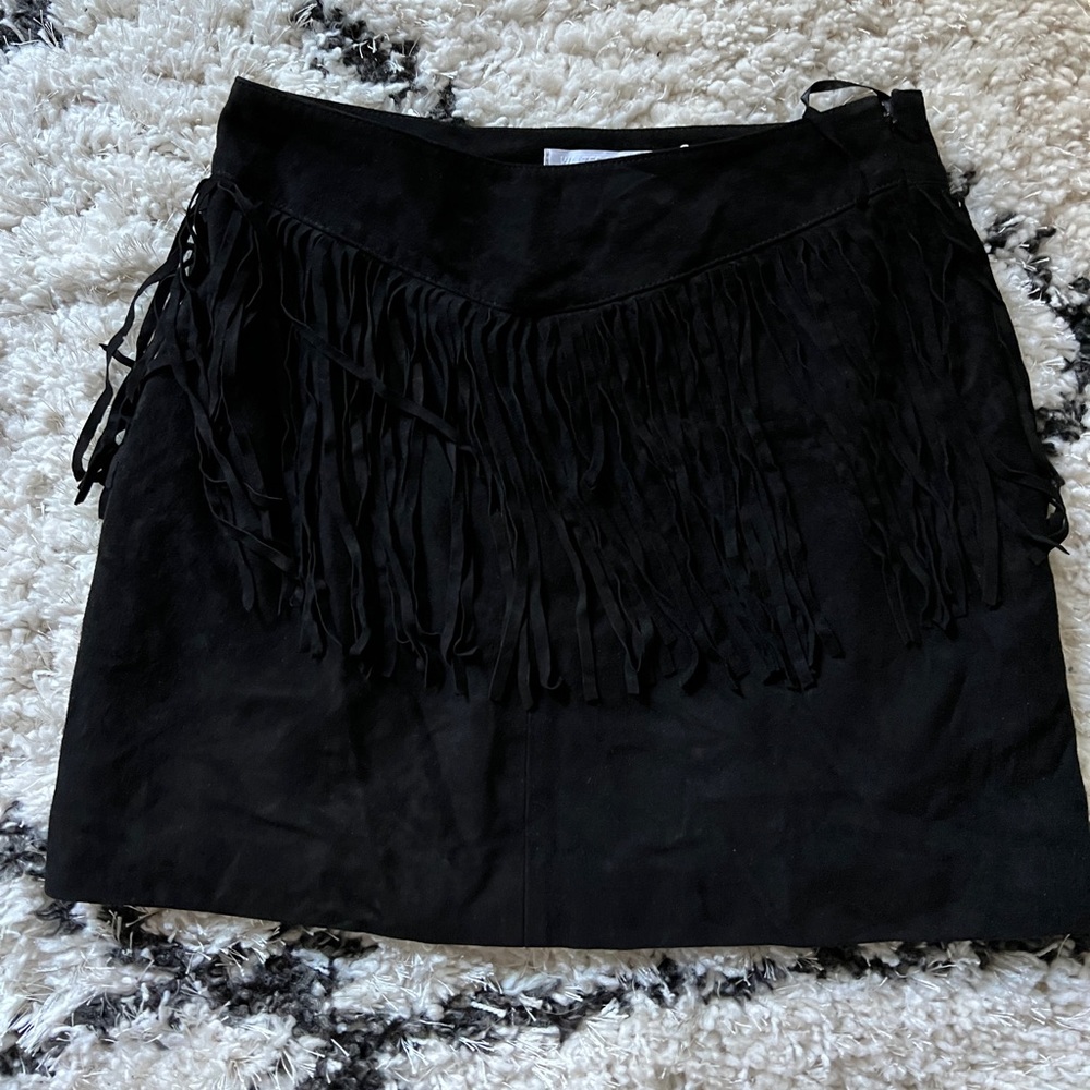 NWT Black fringe western style suede skirt by Walter Baker | Small